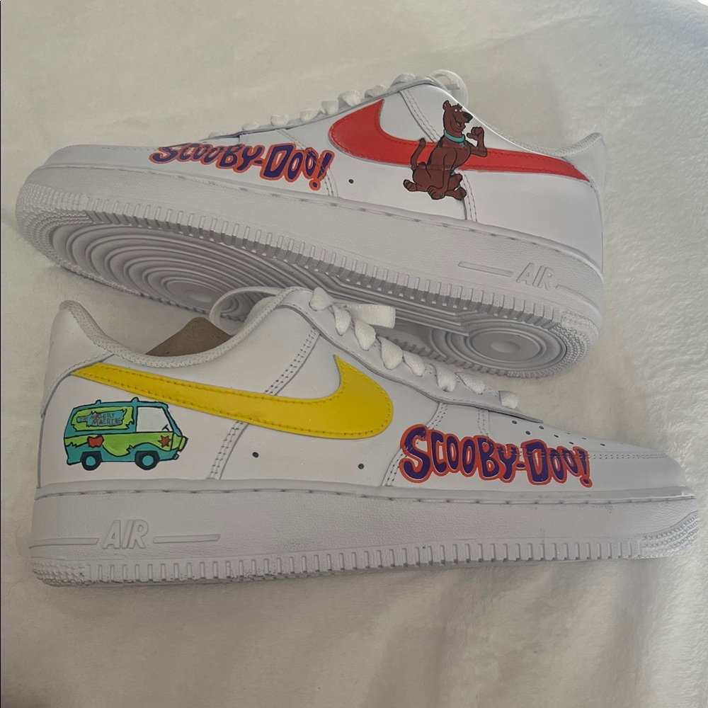 Nike Woman’s Air Force 1 ‘ 07 - Scooby-Doo Custom Sneakers - Red, Yellow, White